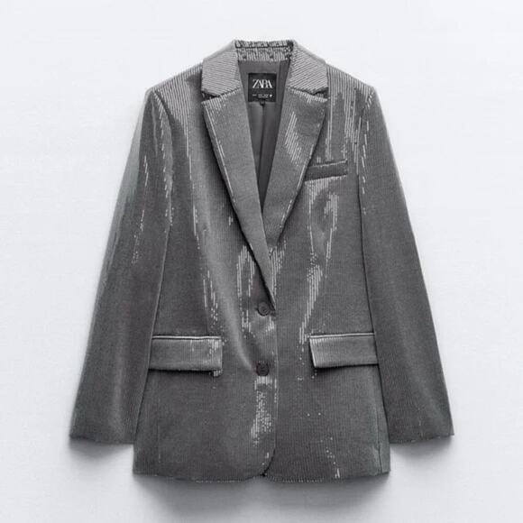 ZARA OVERSIZED SEQUIN BLAZER - Picture 11 of 16